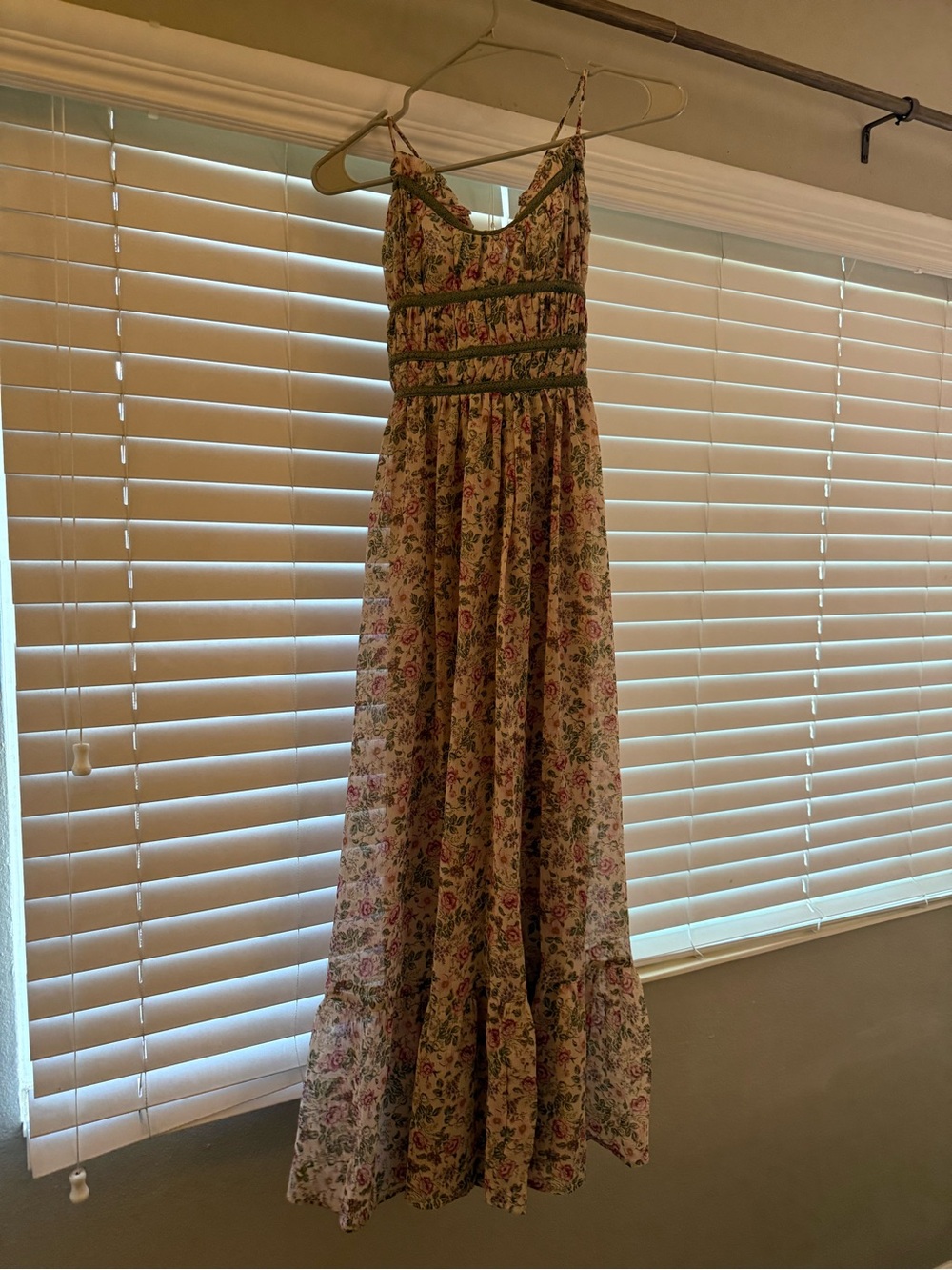 Floral Spaghetti-Strap Maxi Dress - Pink/Green Floral